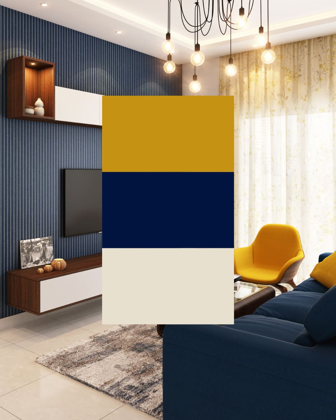 Mostaza + Azul marino + Crudo