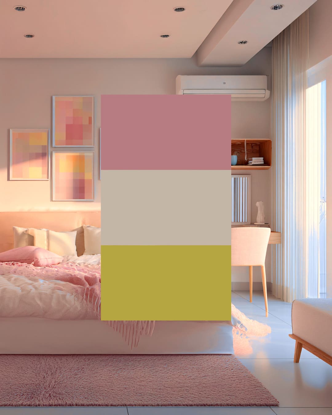 Rosa terroso + Gris térmico + Latón